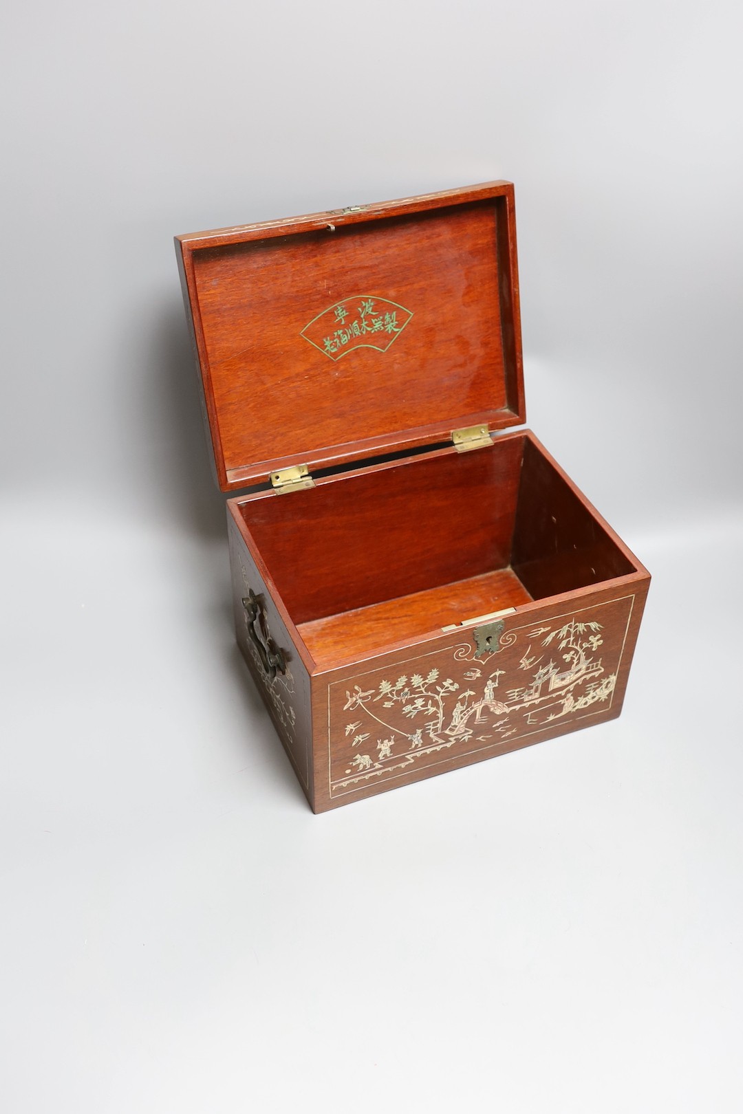 A Chinese bone inlaid box, 27cm wide